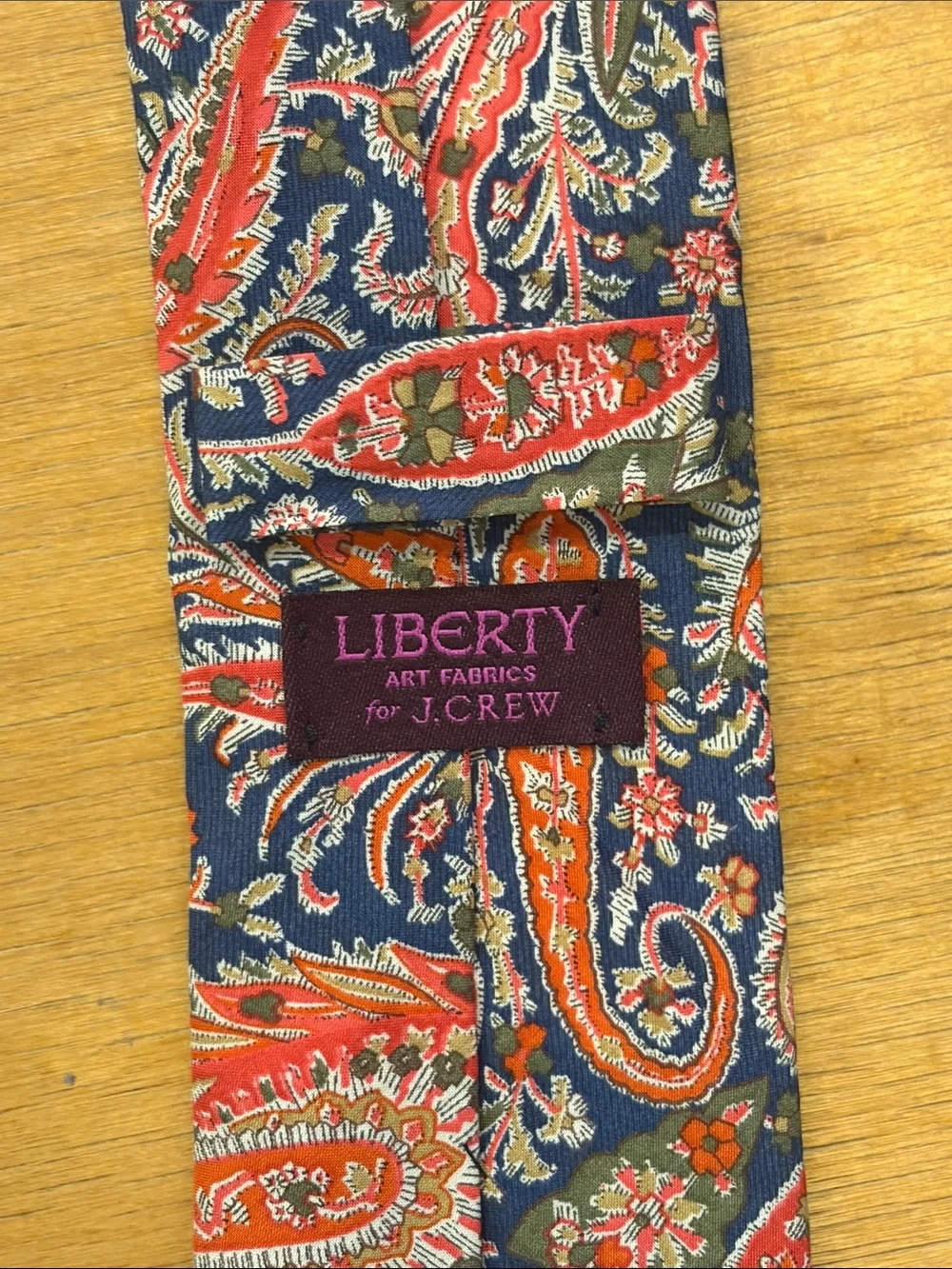 J. Crew Paisley Silk Tie - Navy & Coral